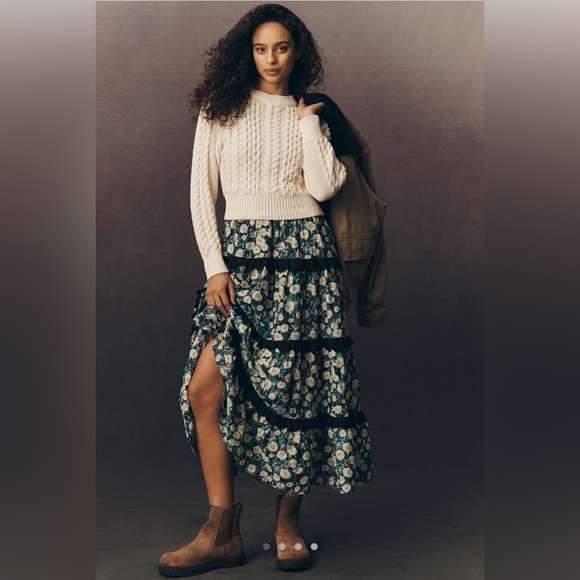 Anthropologie Dresses & Skirts - Anthropologie Black and Green Floral Maxi Dress